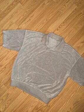 Fear of God Essentials Velour Polo Taupe XS Fits Medium Terry Toweling Shirt